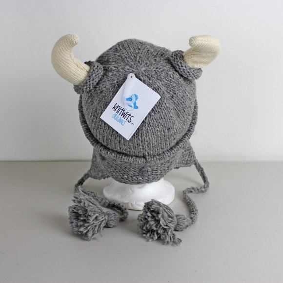 DeLux Knitwits Grey Viking Pilot Knit Hat - Picture 4 of 12